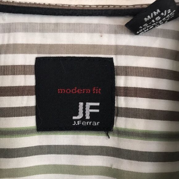 J. Ferrar Men's Dress Shirt, Stripes, Button-down, M Neck 15-15 1/2 - Picture 4 of 6
